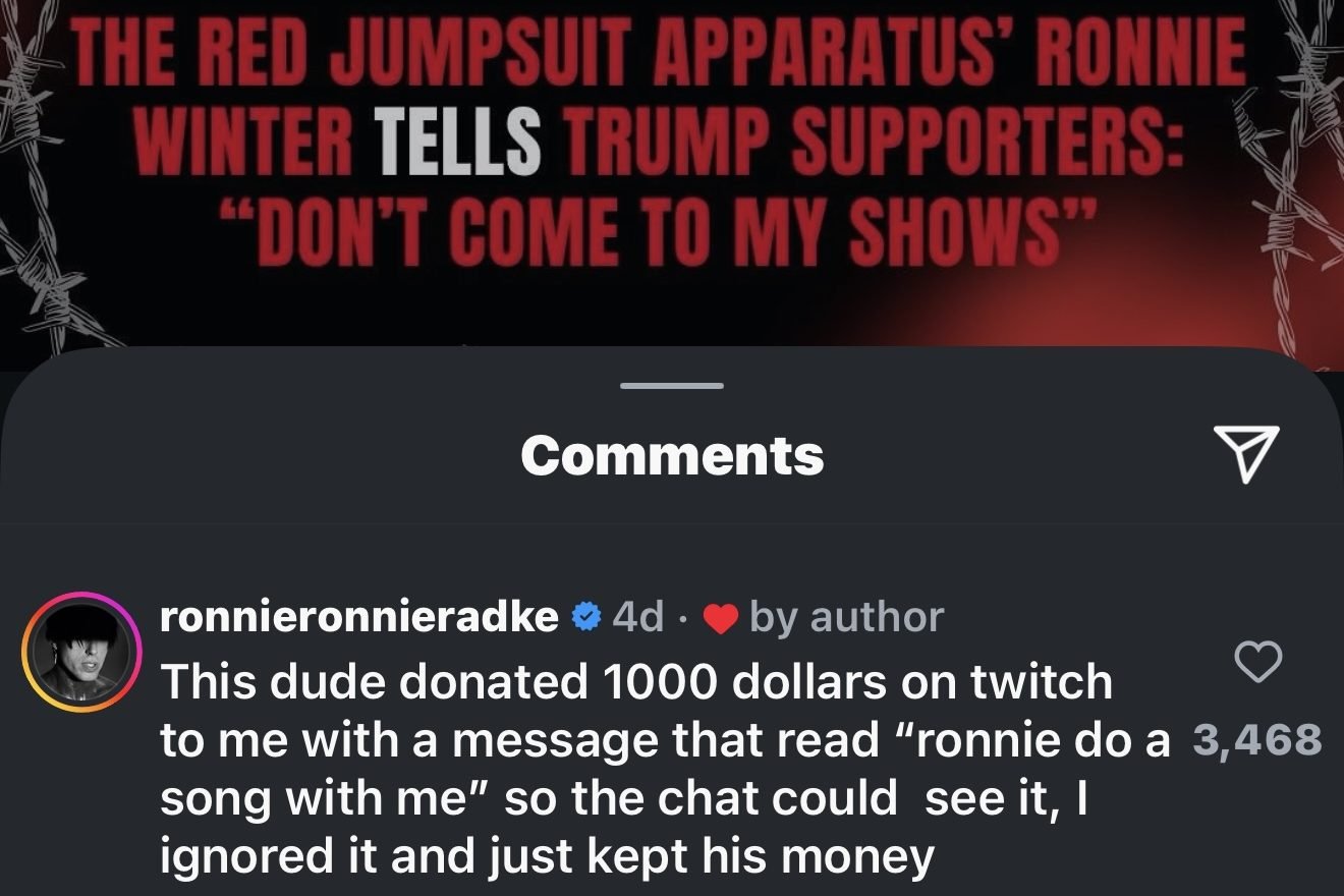 Ronnie Radke commenting on Ronnie Winters video.