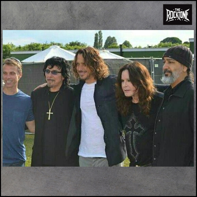 Soundgarden standing alongside the remaining black sabbath members.